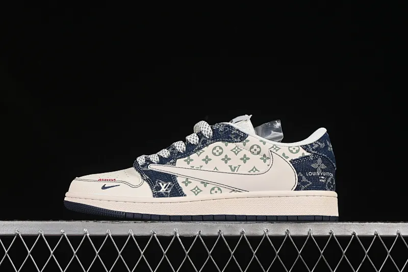All categories Air Jordan Jordan series basketball shoes Air Jordan 1 Low High-end customized low-top sneakers Travis Scott x Fragment Design x Air Jordan 1 Low OG SP AJ1 LV joint blue denim low-top cultural casual sneakers YX5066-326